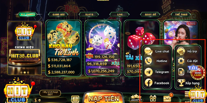 Nhiều hình thức liện hệ tại Hitclub